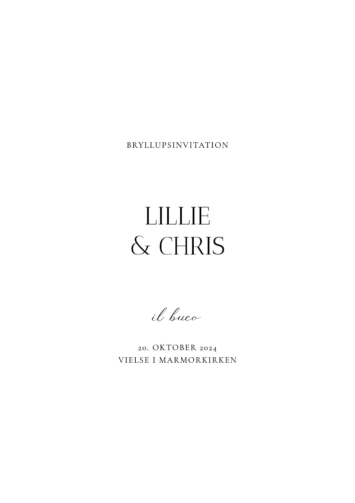 Bryllup - Lillie og Chris Bryllupsinvitation